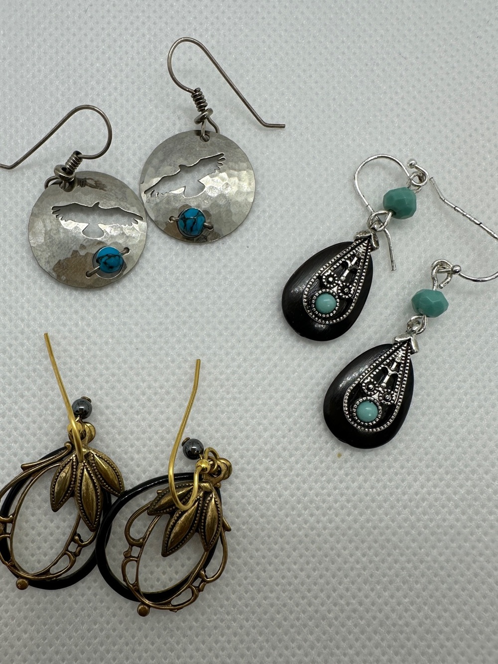 Set of 3 Artisan style hook earrings